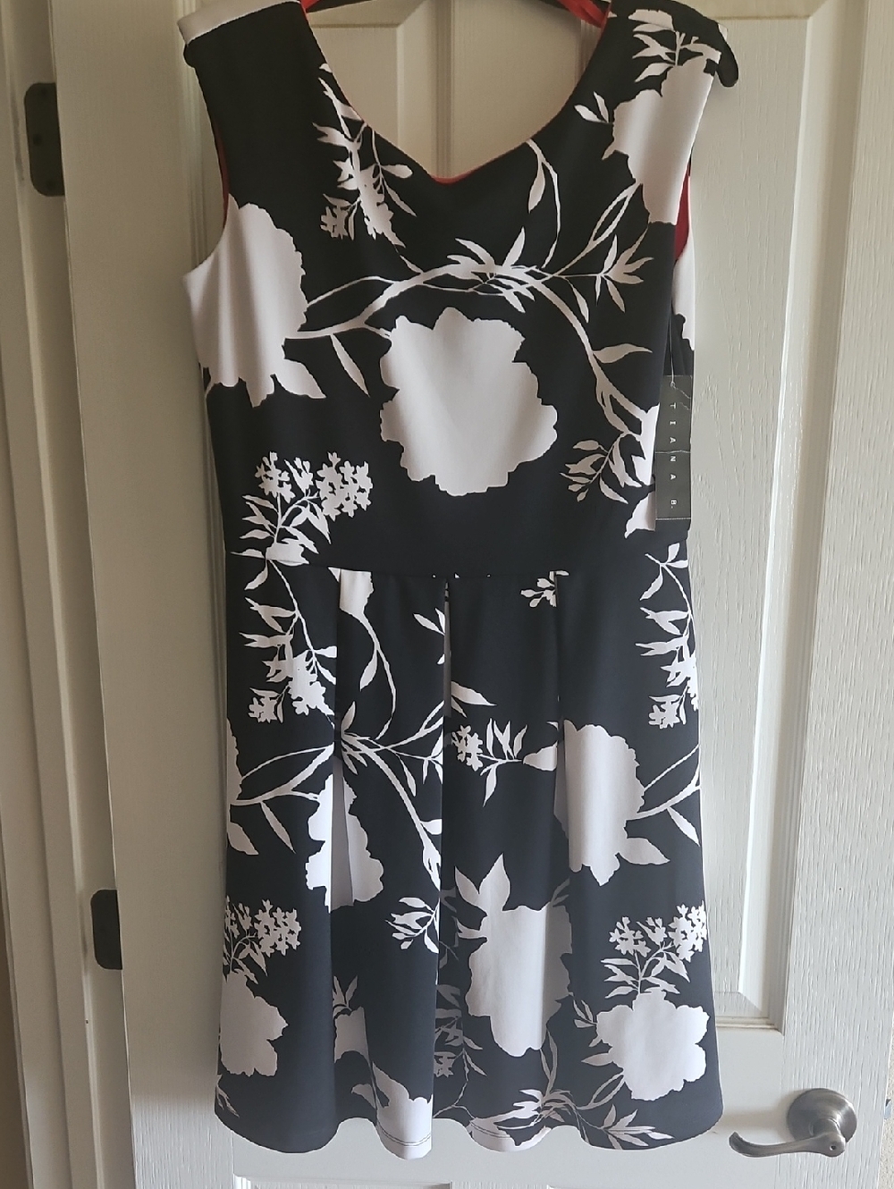 New Tiana B. Black & White Floral Fit-and-Flare Dress